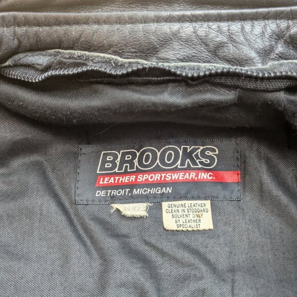 Vintage Brooks Black Leather Cafe Motorcycle Jacket Size 42 With Winter Liner - Picture 12 of 16